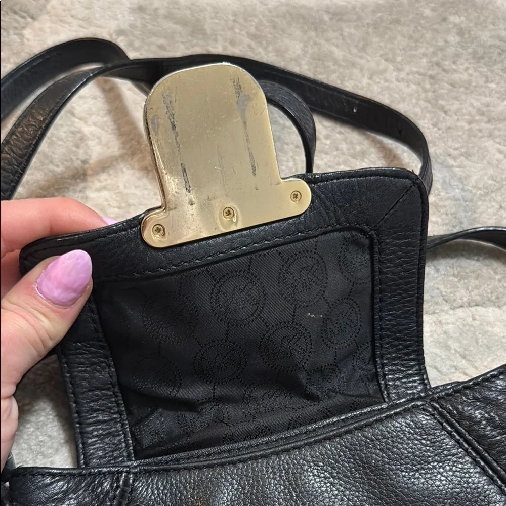 Michael Kors Black and Gold Crossbody Bag with Adjustable Strap